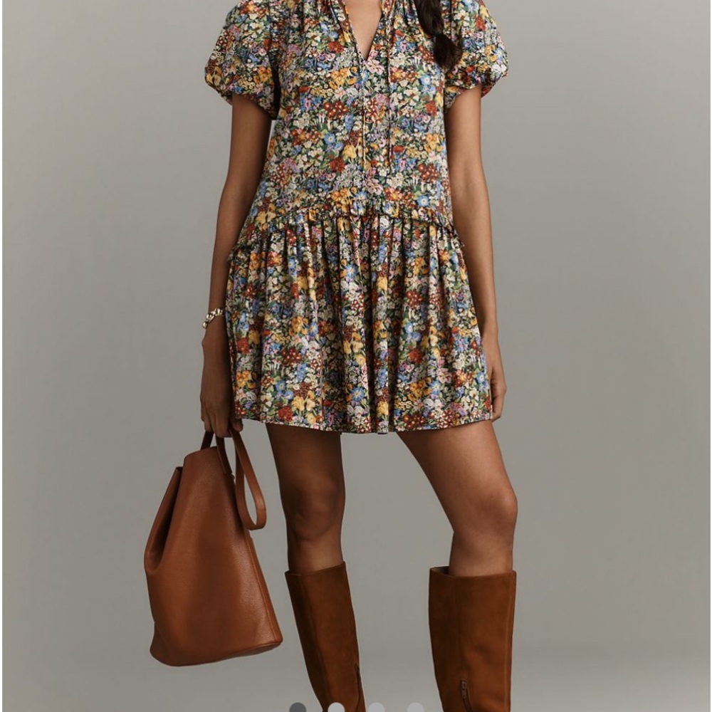 Chic Floral Mini Dress with Puff Sleeves